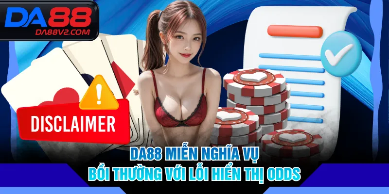 DA88 miễn nghĩa vụ bồi thường với lỗi hiển thị odds
